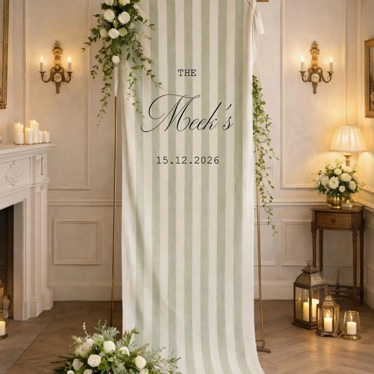 Personalized Wedding Welcome Banner, Custom Fabric Wedding Sign, Wedding Reception Backdrop, Elegant Wedding Decor