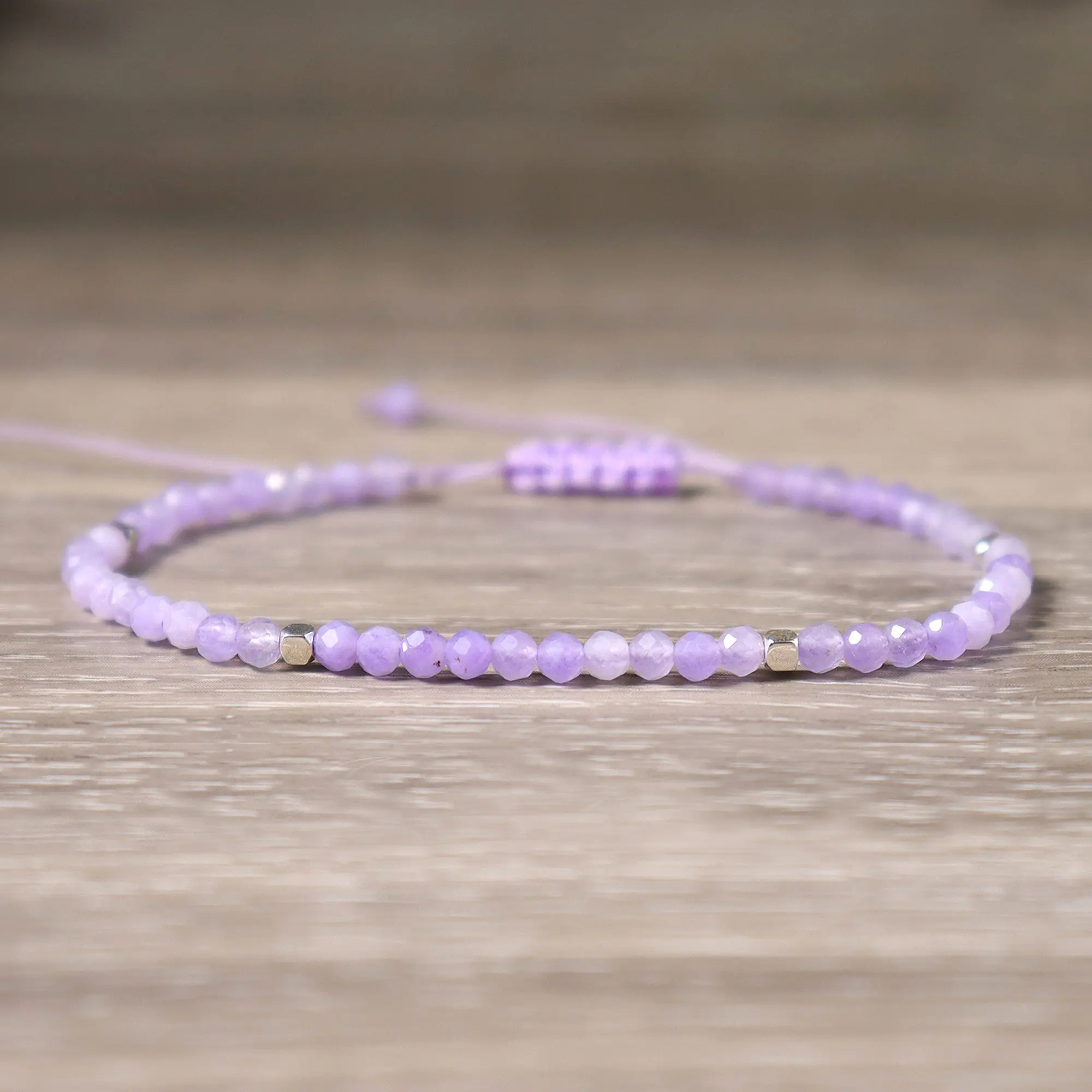 Elegant Female Lavender Amethyst Beaded Bracelet - 3mm Natural Healing Gemstone Beads, Stress Relief Jewelry for Love & Self-Confidence Boost, Daily Fashion Costume Gift, Healing Gemstone Bracelet, Liz Creation