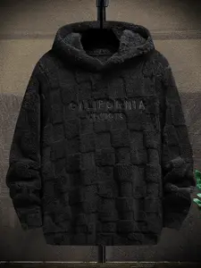 Men's Casual Fashion Pullover Sweater, Simple Style, Warm Fleece Lining, Long Sleeve Drop Shoulder Design, Perfect for Fall & Winter