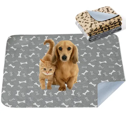XAKING Reusable Modern Puppy Pee Pads (2-Pack, Printed) - Anti-Skid Rubber Backing, Multi-Layer Quick Absorption, Leak-Resistant, Machine Washable, Hang to Dry, Easy to Carry, Moisture-Proof Indoor Pet Mats for Floor, Crate