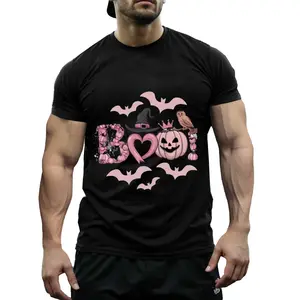 Spooky Chic Halloween Tee "BOO!" Graphic, Adorable Bat and Pumpkin Print Shirt, Cute Fall Top for Trick or Treat or Pumpkin Patch
