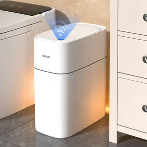 Joybos Auto-suction Vacuum Induction Trash Can, Slim Narrow Space-Saving Waterproof Garbage Bin for Bathroom Office Kitchen Bedroom, Nordic Style (Without cable/battery)