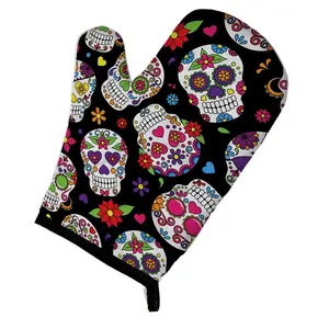 Carolines Treasures  Day of the Dead Black Oven Mitt