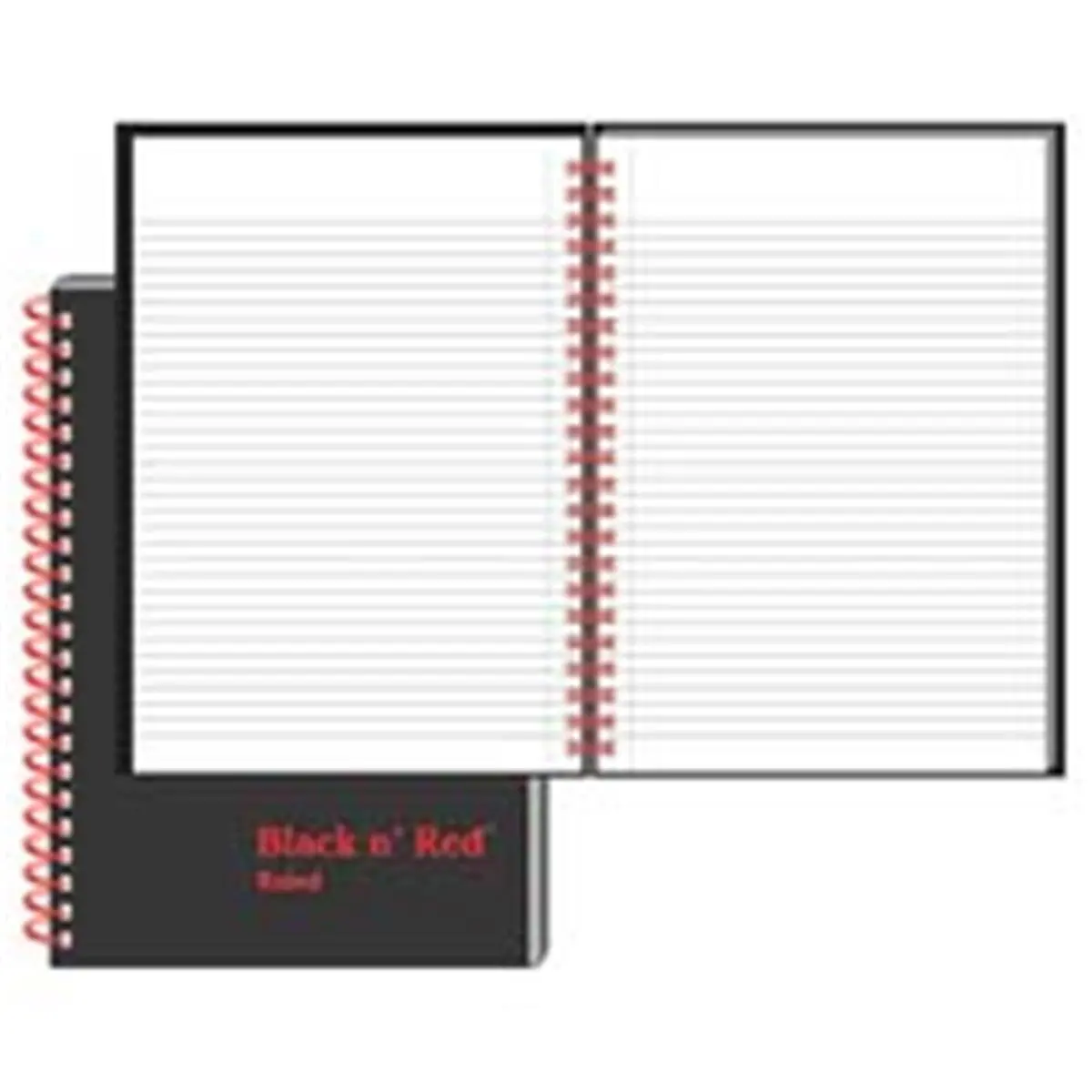 212 MAIN John Dickinson Wirebound Hard Cover Notebook, Twin-Wire Fastened Paper Notebook, Ruled 24 lb. Quality Paper, 70 Sheets Tear-Out Pages, Laminated Cover, Wipe Clean Surface, 8.25in x 5.88in, Black-Red (Office Stationery for Computers & Office Use)