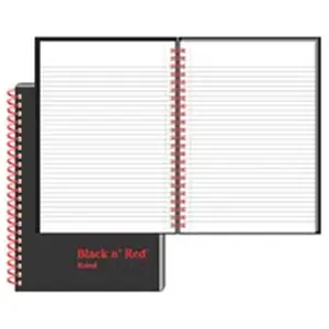 212 MAIN John Dickinson Wirebound Hardcover Notebook, Ruled Pages, 70 Sheets, Tear-Out Pages, Wipe Clean Surface, 8.25in x 5.88in, Black-Red