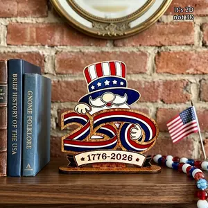250th Anniversary American Independence Day Wooden Gnome Decor, Patriotic Desk Decoration, Flag Color, Memorial Day Gift