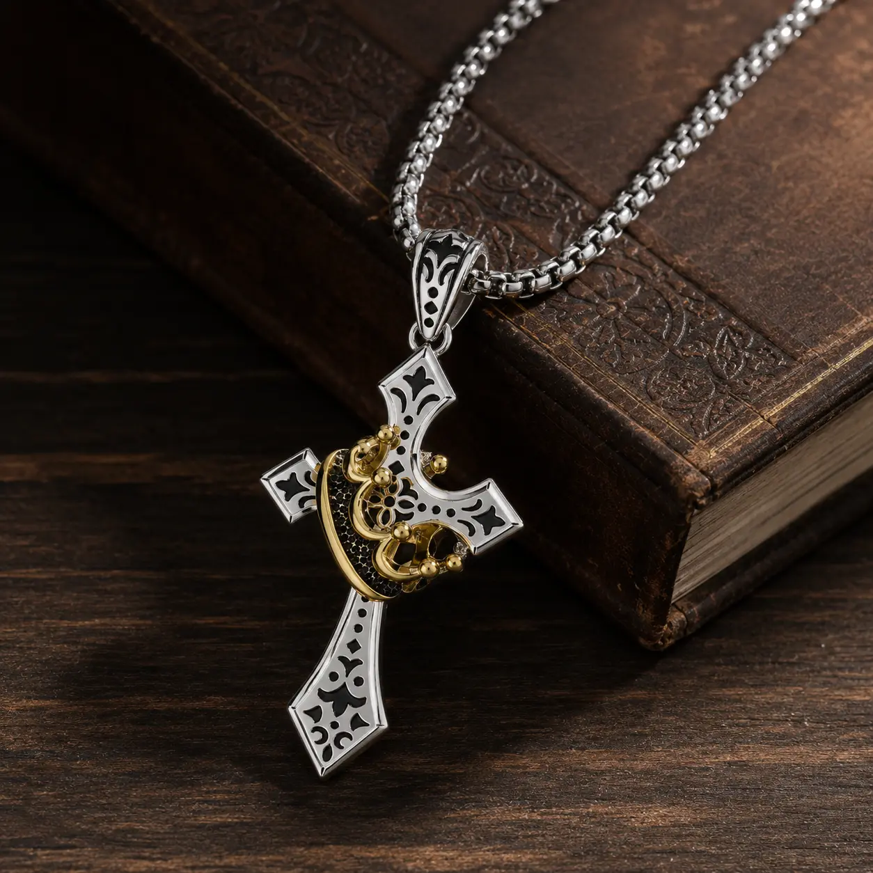 Elegant Stainless Steel Crown Cross Necklace Cross with Crown Design Pendants, Jewelry Gift for Men and Women With Faith and Style Hip - Hop Cross Necklace unisex titanium feminine fashion party gfit classic