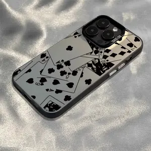 Frosted drop-proof acrylic all-inclusive color silver poker case for iPhone 11 12 13 14 15 16 PRO MAX 14 15 16 PLUS X XR XS MAX Premium Feeling Colorful Metal screen protector privacy screen protector