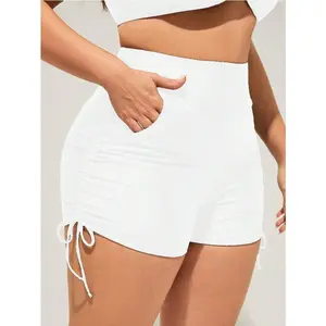 SwimWeekWomen's Plus Size Bikini Bottom Side Drawstring Sexy High Waist Full Coverage Swimsuit Bottoms with Pockets