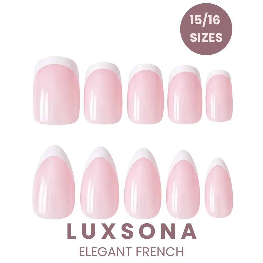 LUXSONA | Press-On Nails | Elegant French | White Micro French Tip Nail Design | Short Square | Short Almond