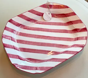 LA Pottery Pink Pool Stripe Platter