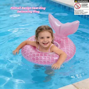 Kids Fish Tail Swim Ring Toy, Anti-Tip Design, Eco-Friendly PVC Inflatable, Suitable for Boys Girls Aged 3+, Pool Beach Summer Gift