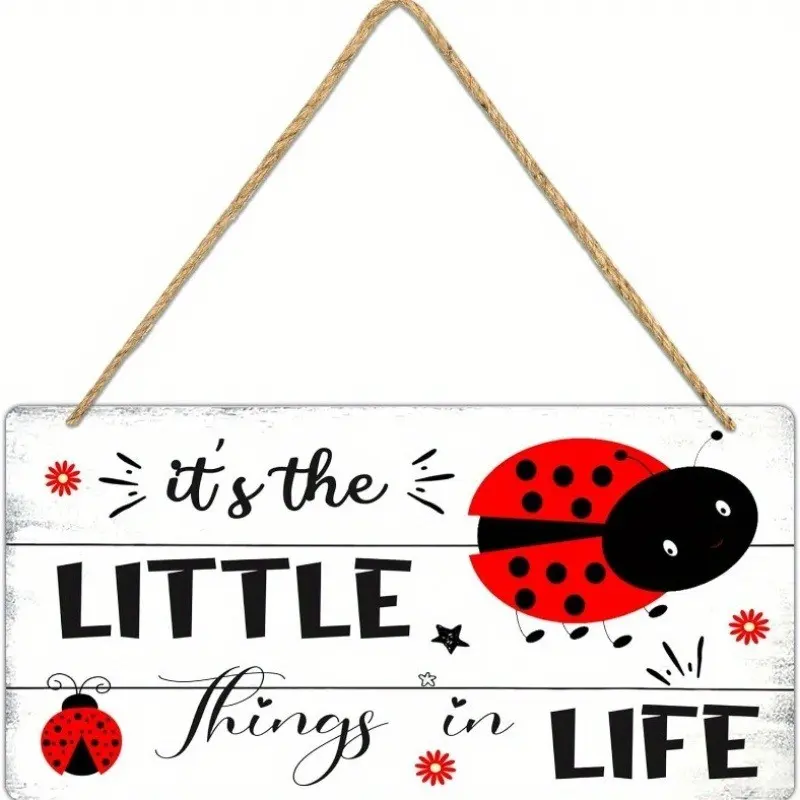 Wooden Plaque 11.8x5.9 Inches, Inspirational Message About Life's Little Joys, Country Theme Design, Perfect for Home Living Room Garden Decor