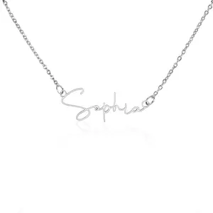 Signature Style Personalized Name Necklace Customizable Up to 10 Characters Polished Stainless Steel Adjustable Chain USA Made Perfect Gift Idea Unisex Contemporary Font
