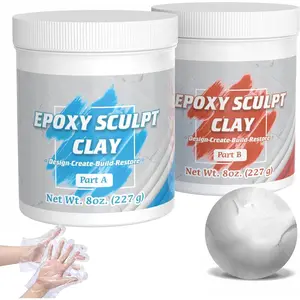 1 Pound White Epoxy Putty Sculpt Clay, 2 Part (A & B) Modeling Compound for Sculpting, Modeling, Building, Repairing, Self-Hardening Epoxy Clay Easily Repairs Metal, , Tile, Ceramics, Plastic