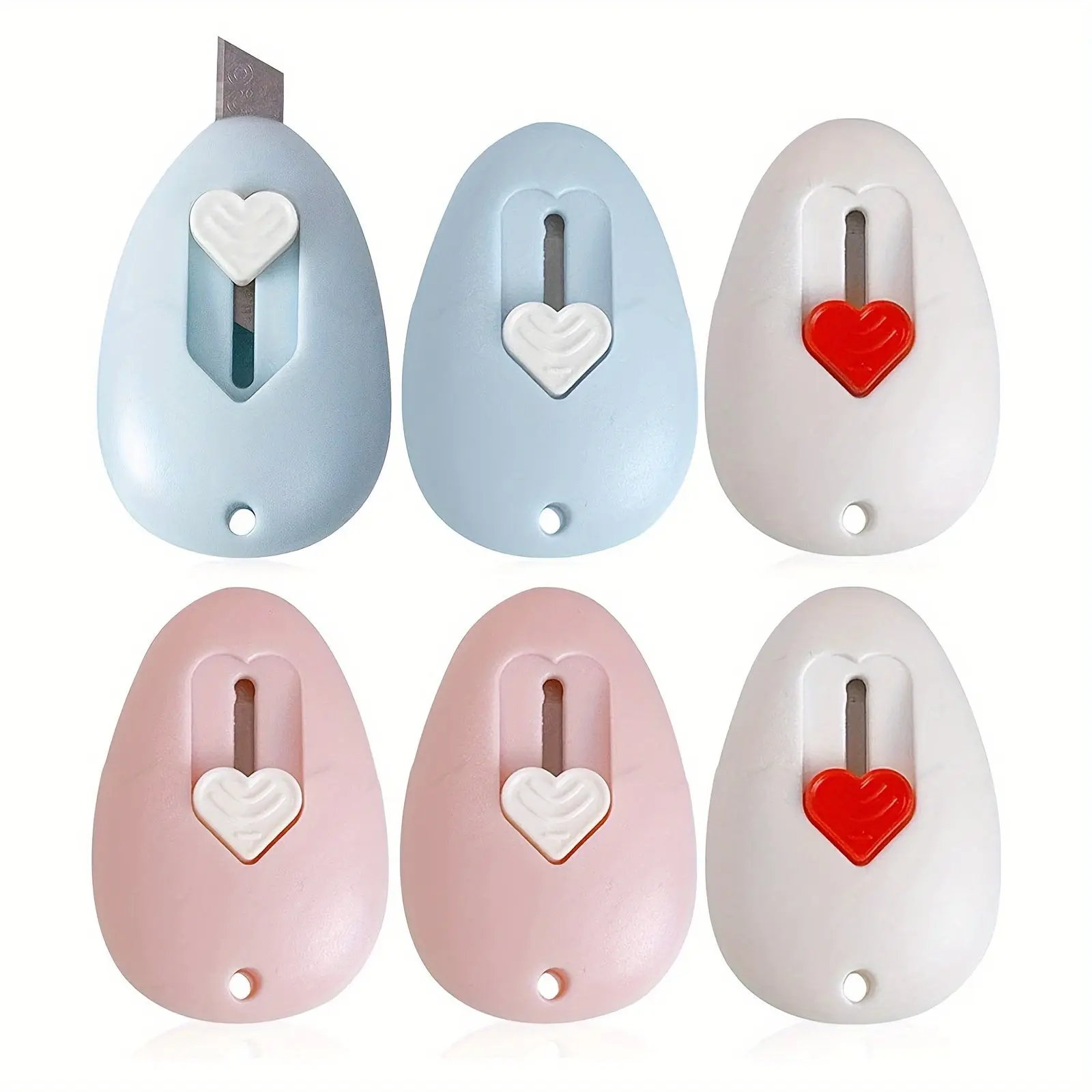 6pcs Egg-Shaped Utility Knives, Portable Mini Office Cutting Supplies for Home Office Package, Envelope & Letter Box Essential Accessories, Office Accessories