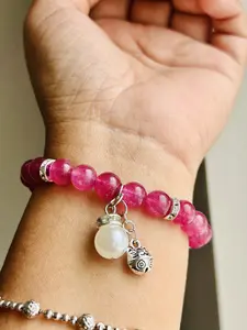 Raspberry Chalcedony with Bling Bracelet