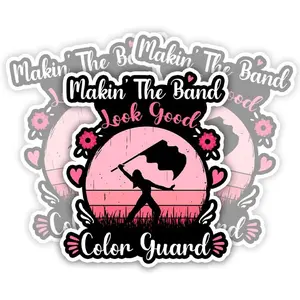 COMBO 3PCS Making The Band Look Good Color Guard Stickers, Colorguard Girls Color Guard Pink Retro Vintage Stickersfor Laptop Accessory Bumper Helmet