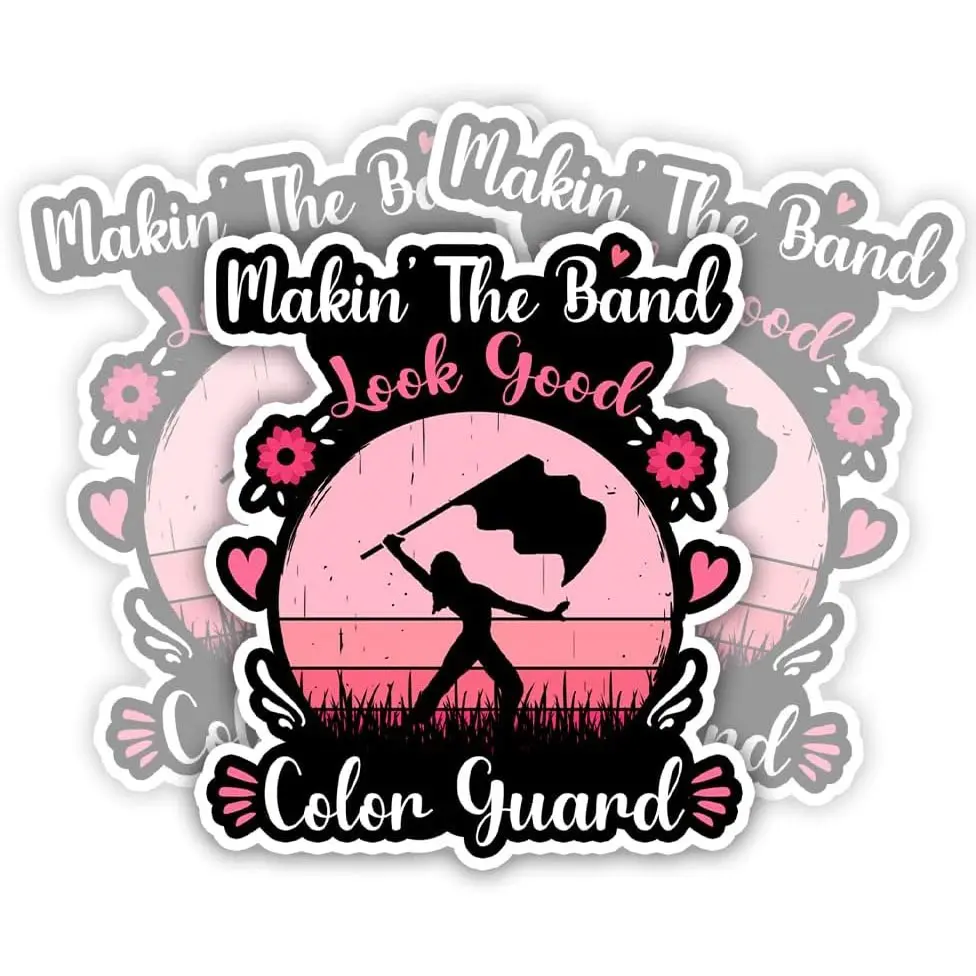 COMBO 3PCS Making The Band Look Good Color Guard Stickers, Colorguard Girls Color Guard Pink Retro Vintage Stickersfor Laptop Accessory Bumper Helmet