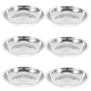 6pcs Stainless Steel Dinner Plates & Serving Trays - Heavy-Duty Commercial-Grade Round Edges, Dishwasher Safe, 6.2-Inch Round Food-Safe Metal Plates for BBQ Parties, Kitchen, Catering, Everyday Use - Durable & Easy-Clean Surface