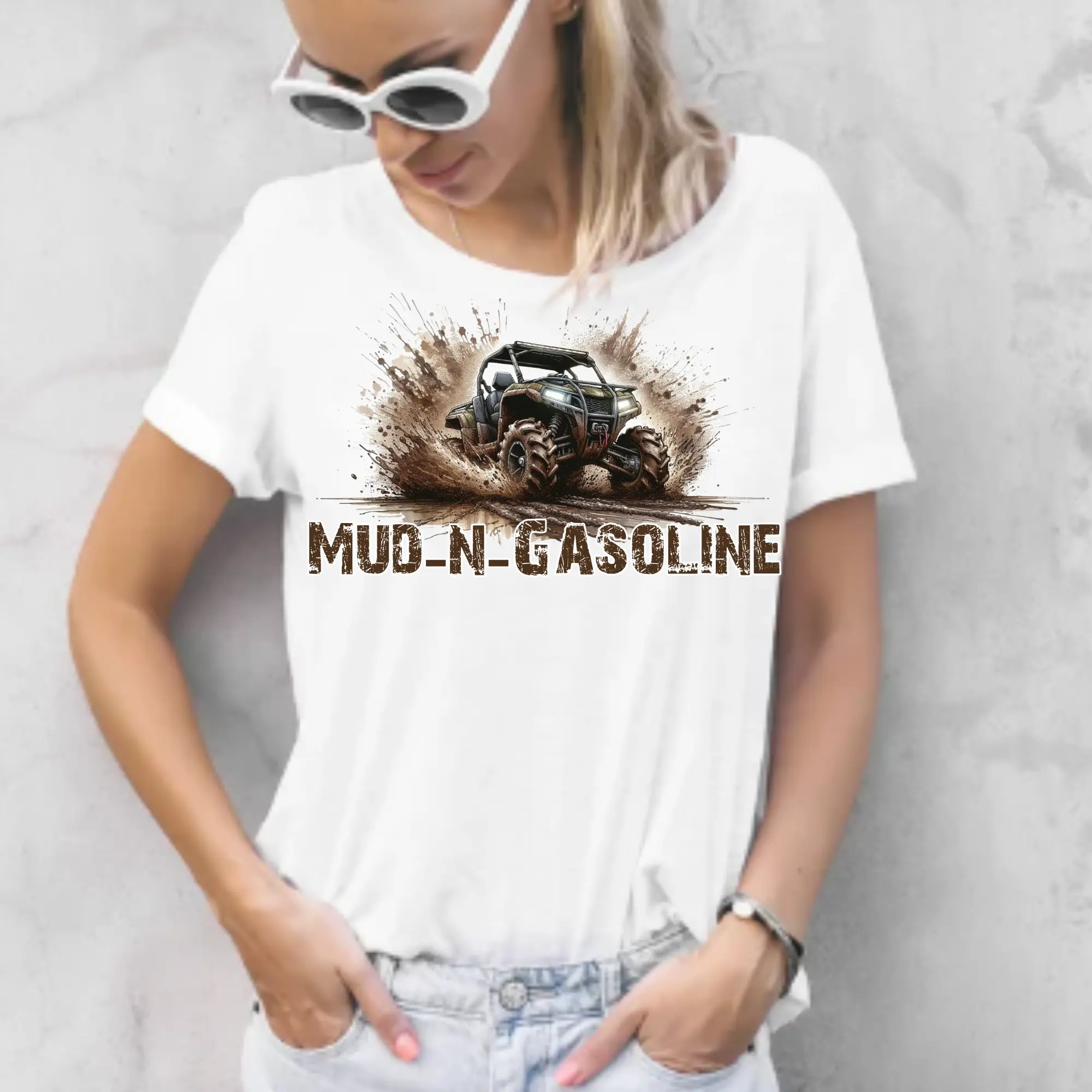 Mud N Gasoline Direct To Film Print, DTF Print, Ready To Press Print For T-Shirts
