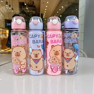 700ML Capybara Theme Cute Leakproof Water Bottle with Handle, Leak-Proof Design with Straw, Ideal for School and Camping, Great Graduation Birthday Gift