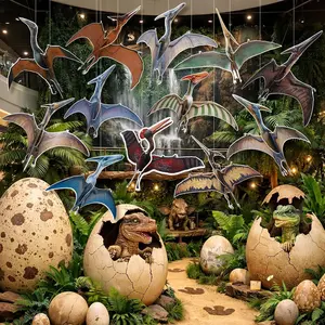 12 Pcs Large Flying Dinosaur Party Decor Pterodactyl Hanging Decorations 19.7" Jungle Theme Birthday Supplies Realistic Pteranodon Dinosaur for Ceiling Wall Window Room Classroom School Decor