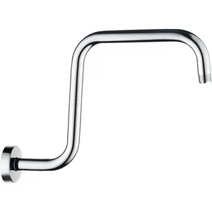 13 Inch Shower  Extension Arm with Flange S Shaped High Rise Extender, Long Stainless Steel Rainfall Shower  Pipe Arm, Chrome
