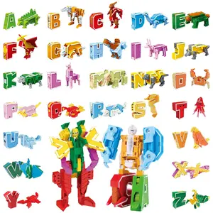 Alphabet Animal Toys for Kids, STEM ABC Learning Alphabots Transforming Toys Classroom Teaching Alpha Bots Toy for Kids 4-6 Toddlers - 26 Pieces