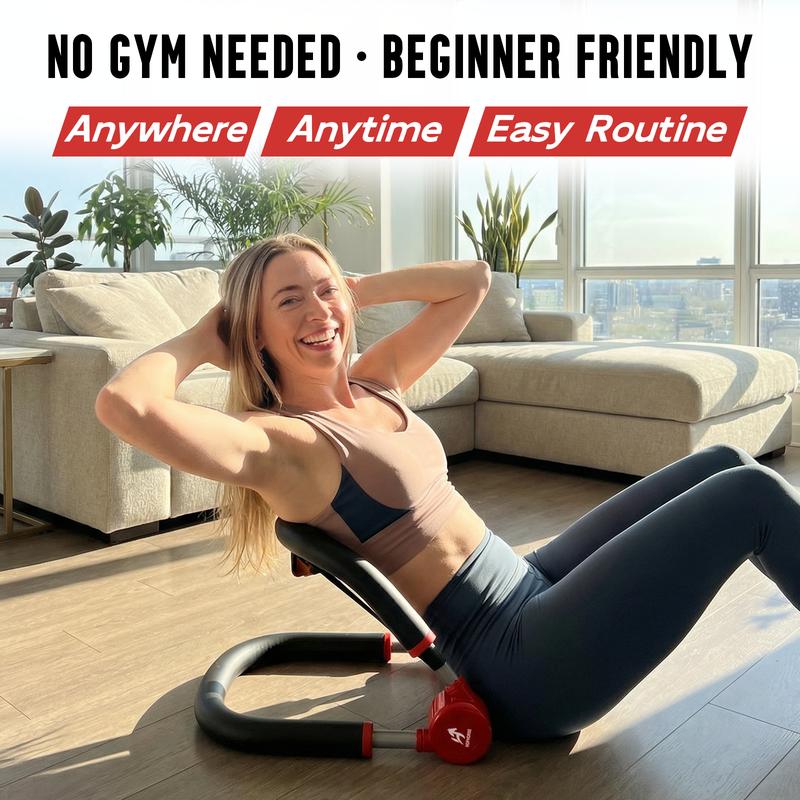HOPHORSE Ab Machine, Core & Sit Up Exercise Equipment for Home Gym, Ab Workout Equipment for Stomach Workout, Resistance Bands, 4 Resistance Levels, Adjustable, Automatic Rebound, Ab Trainer Machine