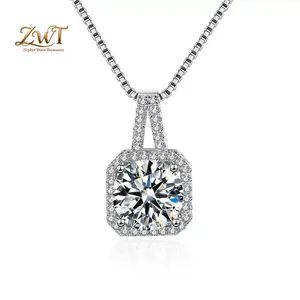 Atmospheric white gold-plated necklace, hand-set with bright cubic zircon, popular European style. Comfortable, eye-catching for dates, romantic for self-use and gifting