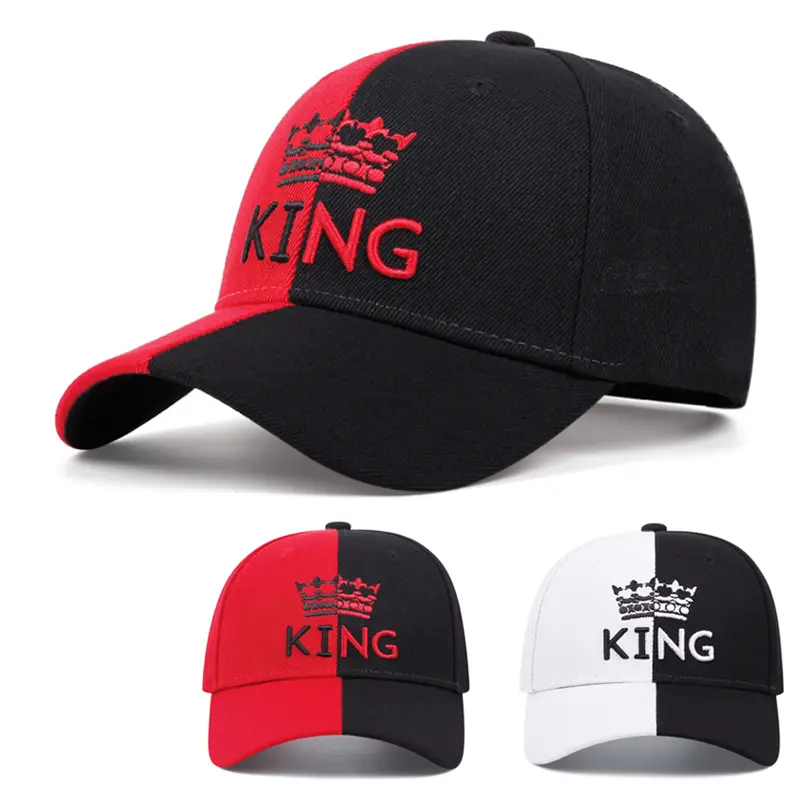 Black Cap Baseball - Unisex Lightweight Adjustable Acrylic Snapback Fitted Baseball Cap, 11 cm Height, 7 cm Visor Length, KING Crown Embroidery, Satin Weave for Smooth, Sports Outdoor Hats, Casual Street Hip Hop Accessory, for Beach