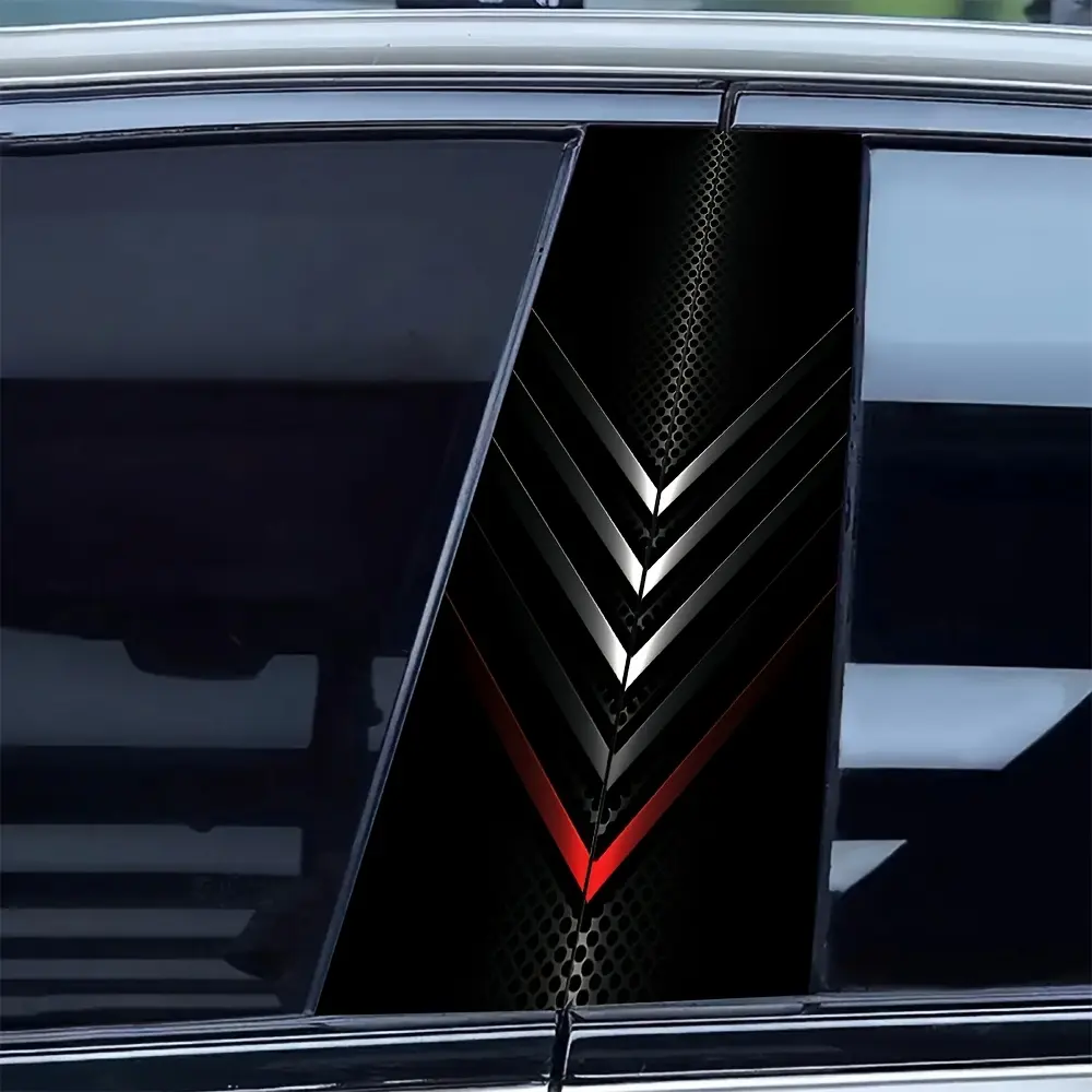 2-Pack Arrow Metal-Style Car Stickers, Self-Adhesive PVC Car Decals for B-Pillars and Doors, Side Decals, Scratch-Resistant Removable Vehicle Trim, Car Decorative Sticker in Black and Red, Car Exterior Accessories, Car Vehicle Decoration