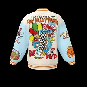 DrrSeussss Bomber Baseball Jacket, Cartoon Baseball Jacket, Favorite Character Jacket, Book Jacket, Comfortable Unisex Bomber, Trendy Jacket, Gift For Fan