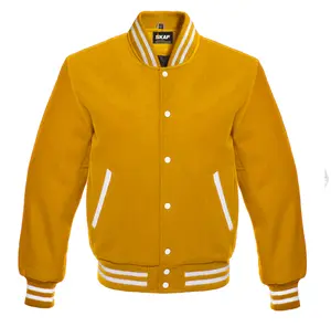 Letterman Varsity Jacket All Wool Yellow Knit Menswear