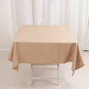 Premium Polyester Square Tablecloth 54"x54" Nude - 220GSM Wrinkle-Resistant Table Cover