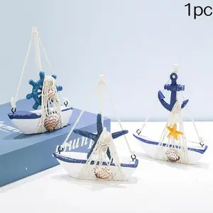 Medieval Sailboat Model Decorative Piece, Wooden Small Boat Craftsmanship, Home Decoration Prop, Coastal Gift Idea