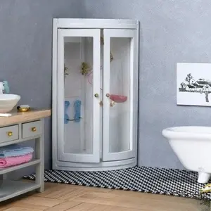 1:12 DIY Dollhouse Miniature Bathroom Realistic Shower Room Model, Miniature Furniture, Perfect Christmas Gift Idea