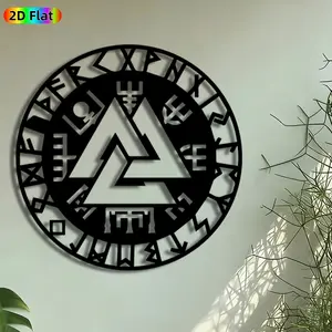 1pc Valknut Viking Metal Wall Art, Nordic Rune Circle Statue Mural, Intricate Craftsmanship, Vintage Ironwork, Perfect for Fathers Day, Housewarming Decor, Perfect for Office Studio Patio Wall Decor, Ideal Gift for Norse Mythology Enthusiasts.