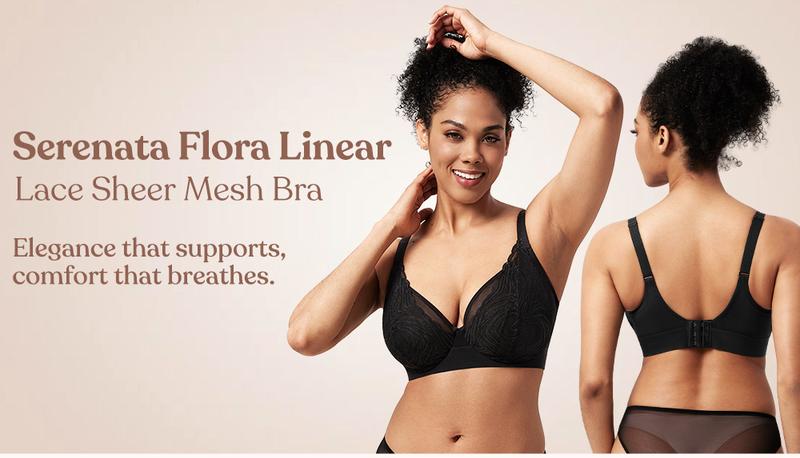 HSIA Serenata Flora Linear Plus Size Lace Sheer Mesh Full Coverage Adjustable Straps Unlined Underwire Bra