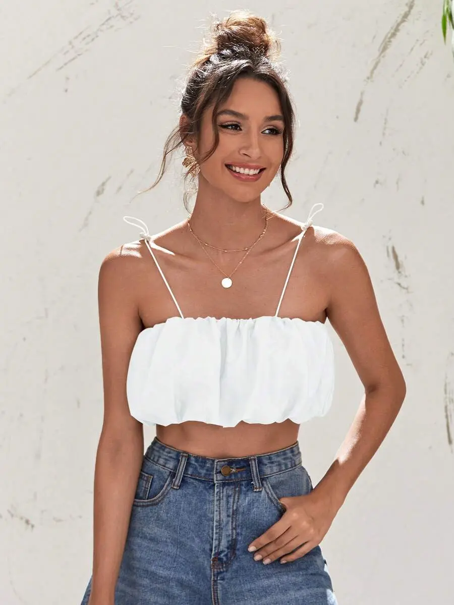 Adjustable Strap Ruched Cami Top