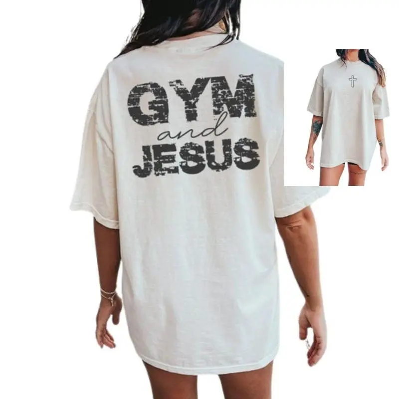 Gym And Jesus Shirt, 2-sided T-Shirt, Gym Pump Cover, Christian Gym Shirt, Gym Shirt,Bodybuilding Pump Cover, Woman Of God,Jesus Shirt, Crewneck T-Shirt