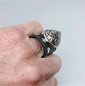 Diorite Stone Healing Chakra Aura Spirit Metaphysical Mystical Collectible Ring Handmade in USA