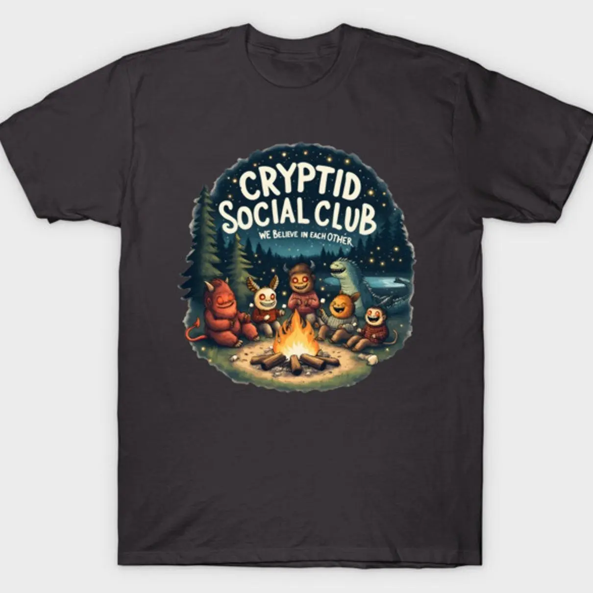 Cryptid Social Club Shirt – We Believe in Each Other Cute Cryptid Campfire Tee T-Shirt 8WH