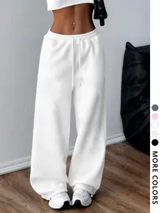Women Men Streetwear Hip Hop Rap Dance Motorcycle School Casual Fashion Trendy Sportswear Drawstring Waist Adjustable Fitted Long Pants Basic
