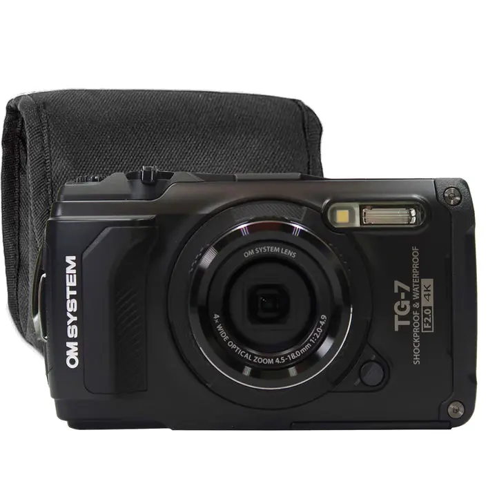 OM SYSTEM Tough TG-7 Digital Camera (Black)  + Vivitar Small Camcorder Case