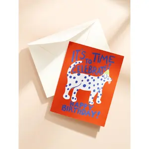 Time To Celebrate Dalmatian Birthday Folded A2 Greeting Card