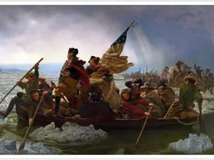 IUHYVMSM George Washington Crossing The Delaware Revolutionary War Canvas Wall Art Poster, History Classroom Wall Decor for Bedroom Living Room