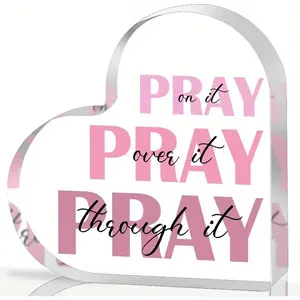 Inspirational Christian Gifts for Women, Faith-Based Prayer Signs, Heart Acrylic Decor, Heart Plaque, Ideal for Home & Office, Religious Rooms, Acrylic Decoration Sign