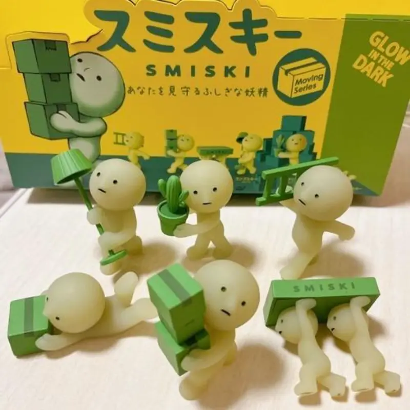 Smiski Blind Box Figure Gift, Sunday Exercising Hipper Living Moving Yoga Bathroom Series Glow In The Dark Collectible Toy